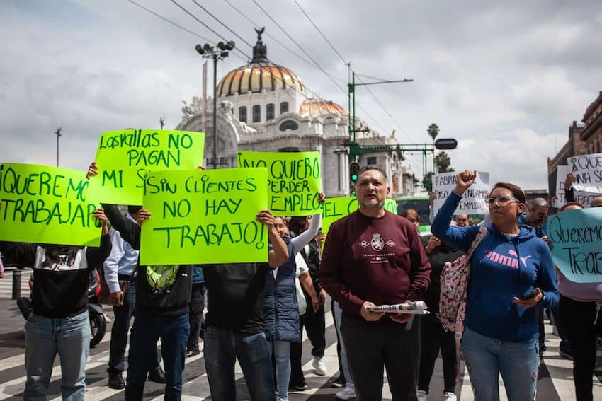At least 7 protest marches plan to descend on Mexico City Stadium The heightened security in and around Mexico City's Historic Center, due to threats of protests and the construction of the FIFA Fan Festival in the Zócalo, is frustrating business owners, who claim there is no foot traffic.