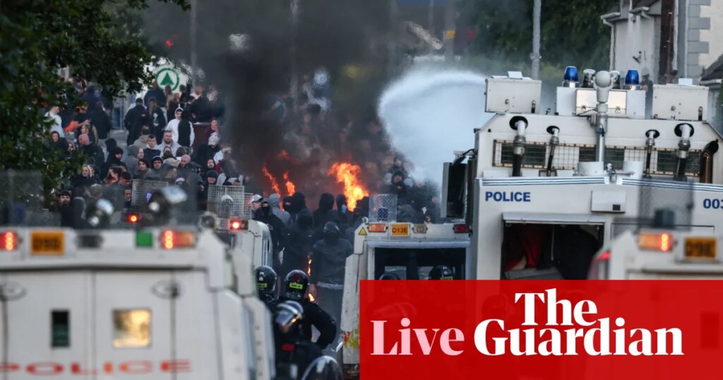 Water cannon deployed in second night of disorder after knife attack in Belfast – live | Politics