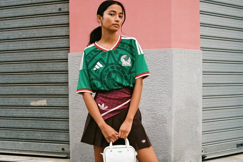 Mexico Jerseys: A Must-Have for World Cup Fans Girl modeling Team Mexico jersey from Adidas on the street