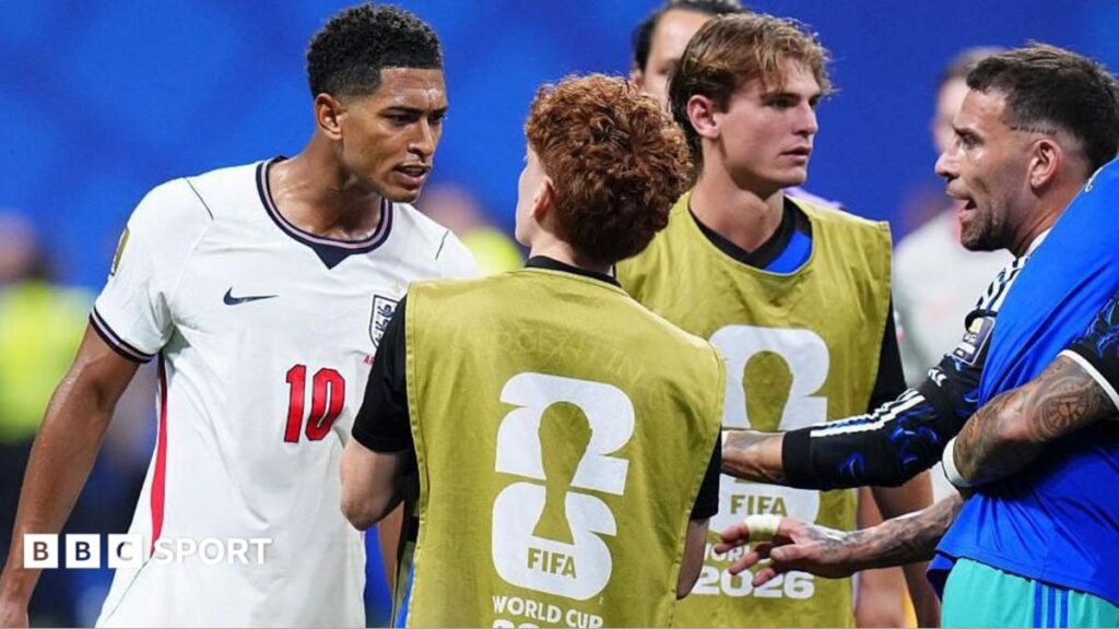 A composite image of Harry Kane, Erling Haaland and Jude Bellingham