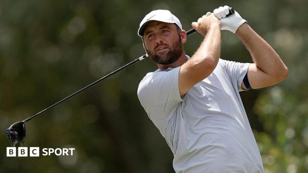 Scottie Scheffler tees off