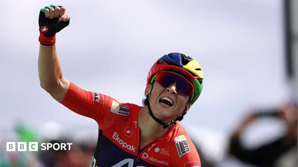 Tour of Britain Women 2026: Kim Le Court takes green jersey with stage win Kim Le Court celebrates winning stage 3 of the Tour of Britain Women
