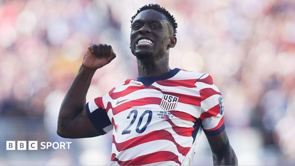 Folarin Balogun celebrates scoring for the United States