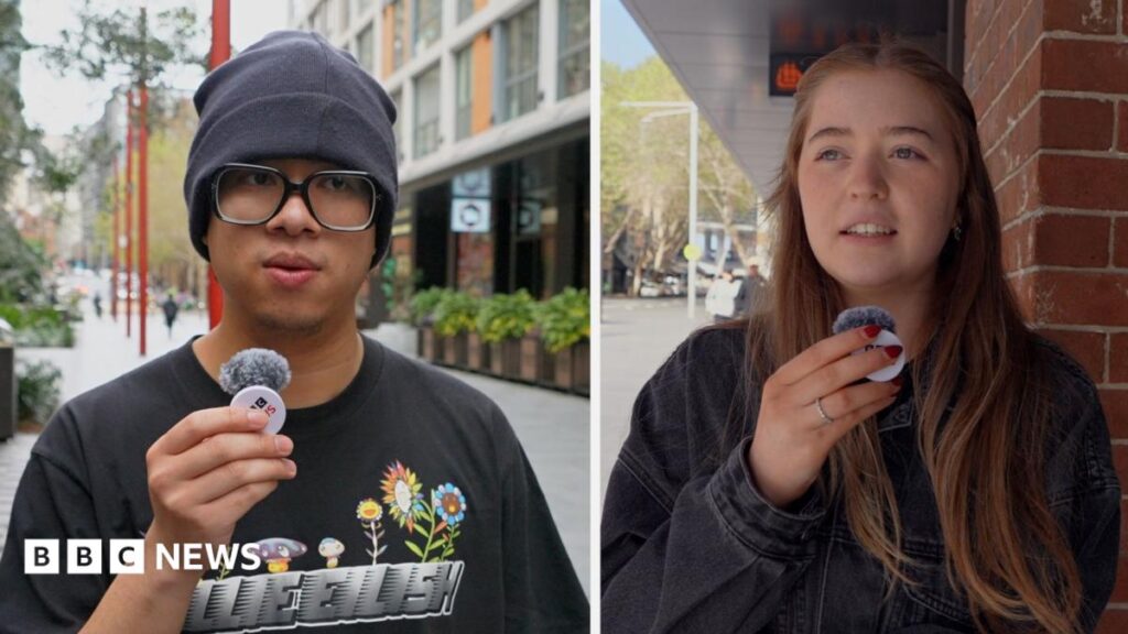 ‘Good to have choice’: Australians on opting out of social media algorithms Split image, on the left is a young man wearing glasses and a beanie, on the right is a young woman wearing a black jacket. They are both standing on the street in Sydney, Australia.