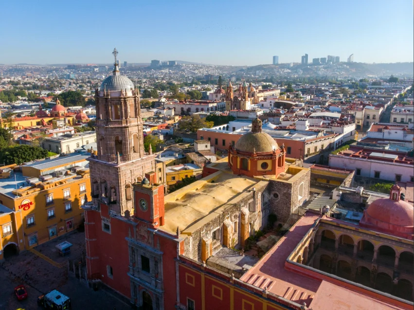 Mexico’s most competitive states: CDMX, Querétaro, Nuevo León An aerial view of Queretaro City, Mexico. Drone photo in the morning in City center
