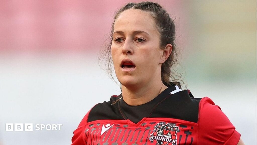 Rugby League World Cup: History beckons for Wales’ defiant Ffion Lewis Ffion Lewis looks on during play