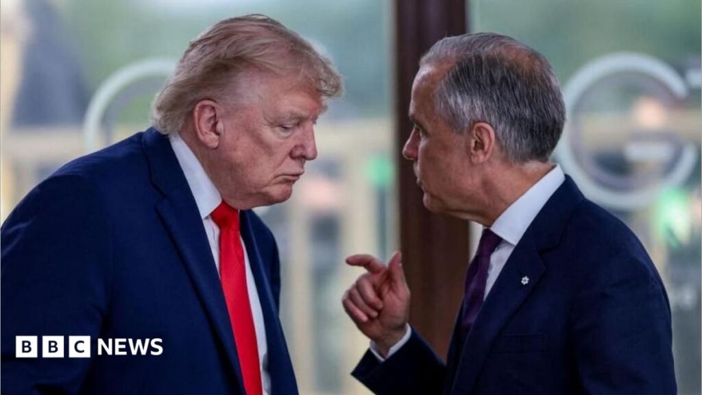 US-Canada tariffs: Canada braces for prolonged trade war as counter-tariffs on US take effect Palestinian kids walk to school. They are wearing blue school uniforms.